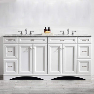 Vinnova Vanity Vinnova Naples 72" Vanity in White with Carrara White Marble Countertop Without Mirror