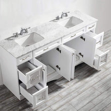 Load image into Gallery viewer, Vinnova Vanity Vinnova Naples 72&quot; Vanity in White with Carrara White Marble Countertop Without Mirror