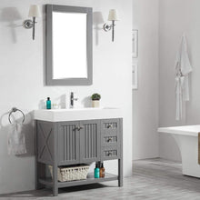 Load image into Gallery viewer, Vinnova Vanity Vinnova Pavia 36” Single Vanity in Grey with Acrylic under-mount Sink With Mirror