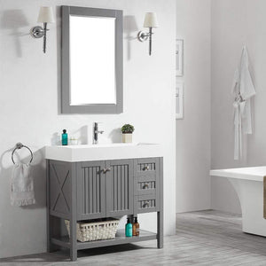 Vinnova Vanity Vinnova Pavia 36” Single Vanity in Grey with Acrylic under-mount Sink With Mirror
