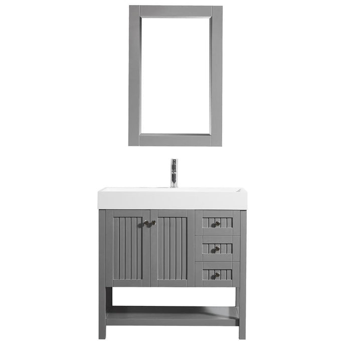 Vinnova Vanity Vinnova Pavia 36” Single Vanity in Grey with Acrylic under-mount Sink With Mirror