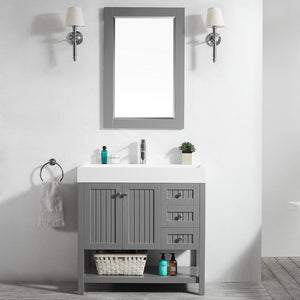 Vinnova Vanity Vinnova Pavia 36” Single Vanity in Grey with Acrylic under-mount Sink With Mirror