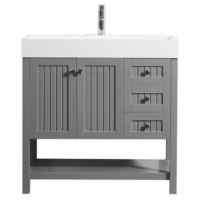 Vinnova Vanity Vinnova Pavia 36” Single Vanity in Grey with Acrylic under-mount Sink Without Mirror