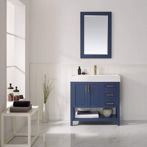 Vinnova Vanity Vinnova Pavia 36” Single Vanity in Royal Blue with Acrylic under-mount Sink With Mirror