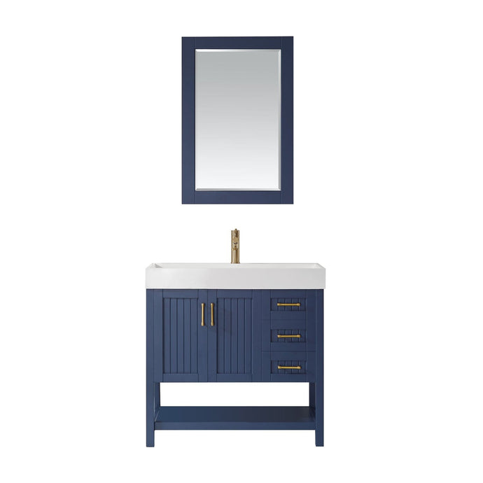 Vinnova Vanity Vinnova Pavia 36” Single Vanity in Royal Blue with Acrylic under-mount Sink With Mirror