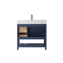 Load image into Gallery viewer, Vinnova Vanity Vinnova Pavia 36” Single Vanity in Royal Blue with Acrylic under-mount Sink With Mirror