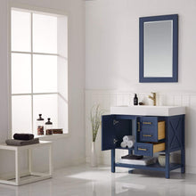 Load image into Gallery viewer, Vinnova Vanity Vinnova Pavia 36” Single Vanity in Royal Blue with Acrylic under-mount Sink With Mirror