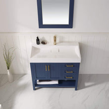 Load image into Gallery viewer, Vinnova Vanity Vinnova Pavia 36” Single Vanity in Royal Blue with Acrylic under-mount Sink With Mirror
