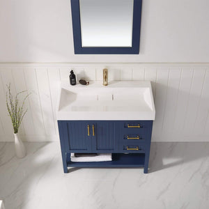 Vinnova Vanity Vinnova Pavia 36” Single Vanity in Royal Blue with Acrylic under-mount Sink With Mirror