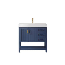 Load image into Gallery viewer, Vinnova Vanity Vinnova Pavia 36” Single Vanity in Royal Blue with Acrylic under-mount Sink Without Mirror