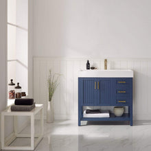 Load image into Gallery viewer, Vinnova Vanity Vinnova Pavia 36” Single Vanity in Royal Blue with Acrylic under-mount Sink Without Mirror