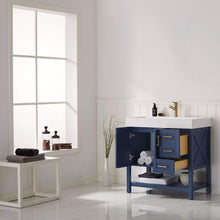 Load image into Gallery viewer, Vinnova Vanity Vinnova Pavia 36” Single Vanity in Royal Blue with Acrylic under-mount Sink Without Mirror