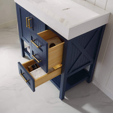 Load image into Gallery viewer, Vinnova Vanity Vinnova Pavia 36” Single Vanity in Royal Blue with Acrylic under-mount Sink Without Mirror