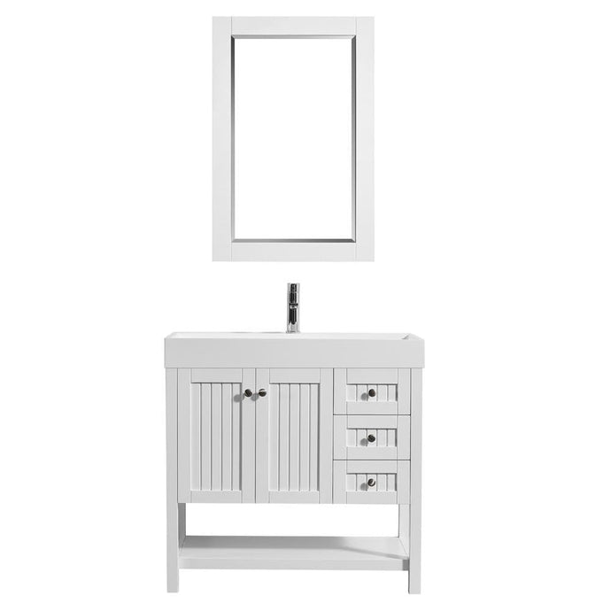 Vinnova Vanity Vinnova Pavia 36” Single Vanity in White with Acrylic under-mount Sink With Mirror