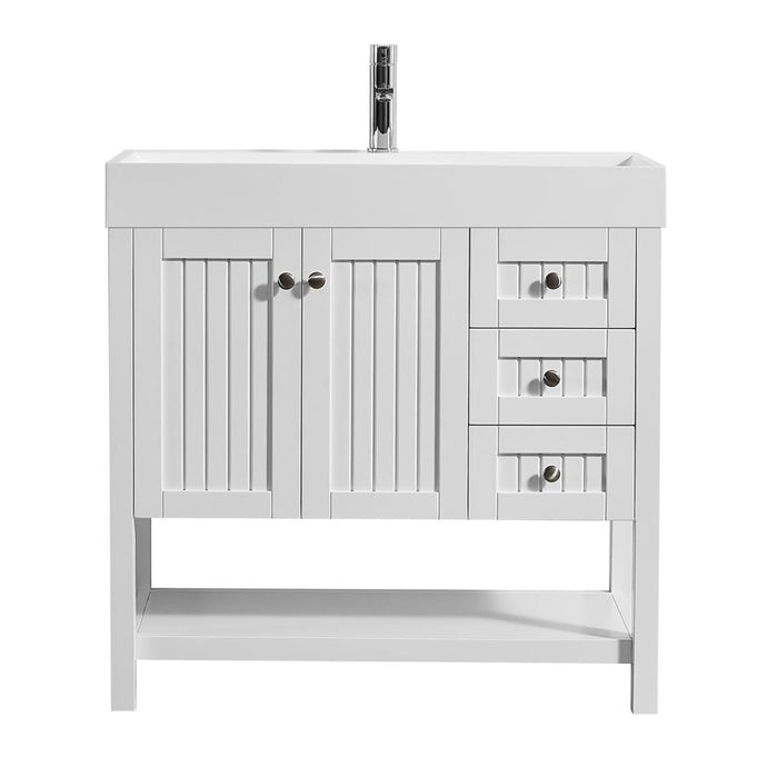 Vinnova Vanity Vinnova Pavia 36” Single Vanity in White with Acrylic under-mount Sink Without Mirror