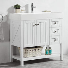 Load image into Gallery viewer, Vinnova Vanity Vinnova Pavia 36” Single Vanity in White with Acrylic under-mount Sink Without Mirror