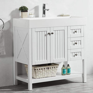 Vinnova Vanity Vinnova Pavia 36” Single Vanity in White with Acrylic under-mount Sink Without Mirror
