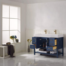 Load image into Gallery viewer, Vinnova Vanity Vinnova Pavia 48” Single Vanity in Royal Blue with Acrylic under-mount Sink Without Mirror