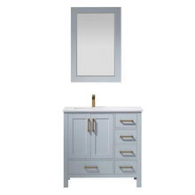 Load image into Gallery viewer, Vinnova Vanity Vinnova Shannon 36&quot; Single Vanity in Paris Grey and Composite Carrara White Stone Countertop With Mirror