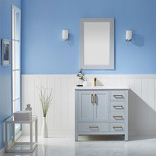 Load image into Gallery viewer, Vinnova Vanity Vinnova Shannon 36&quot; Single Vanity in Paris Grey and Composite Carrara White Stone Countertop With Mirror