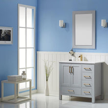 Load image into Gallery viewer, Vinnova Vanity Vinnova Shannon 36&quot; Single Vanity in Paris Grey and Composite Carrara White Stone Countertop With Mirror