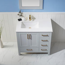 Load image into Gallery viewer, Vinnova Vanity Vinnova Shannon 36&quot; Single Vanity in Paris Grey and Composite Carrara White Stone Countertop With Mirror