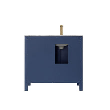 Load image into Gallery viewer, Vinnova Vanity Vinnova Shannon 36&quot; Single Vanity in Royal Blue and Composite Carrara White Stone Countertop With Mirror
