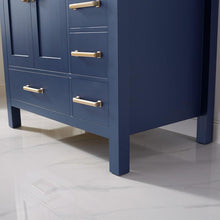 Load image into Gallery viewer, Vinnova Vanity Vinnova Shannon 36&quot; Single Vanity in Royal Blue and Composite Carrara White Stone Countertop With Mirror