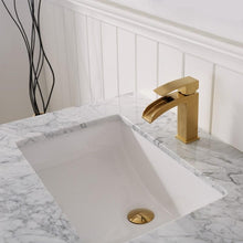 Load image into Gallery viewer, Vinnova Vanity Vinnova Shannon 36&quot; Single Vanity in Royal Blue and Composite Carrara White Stone Countertop With Mirror