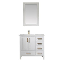 Load image into Gallery viewer, Vinnova Vanity Vinnova Shannon 36&quot; Single Vanity in White and Composite Carrara White Stone Countertop With Mirror