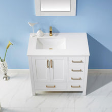 Load image into Gallery viewer, Vinnova Vanity Vinnova Shannon 36&quot; Single Vanity in White and Composite Carrara White Stone Countertop With Mirror