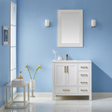 Load image into Gallery viewer, Vinnova Vanity Vinnova Shannon 36&quot; Single Vanity in White and Composite Carrara White Stone Countertop With Mirror