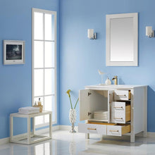 Load image into Gallery viewer, Vinnova Vanity Vinnova Shannon 36&quot; Single Vanity in White and Composite Carrara White Stone Countertop With Mirror