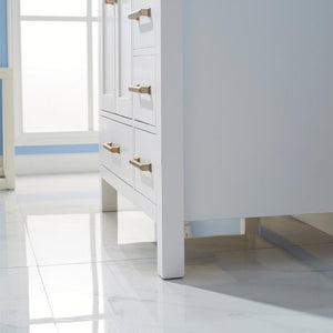 Vinnova Vanity Vinnova Shannon 36" Single Vanity in White and Composite Carrara White Stone Countertop With Mirror