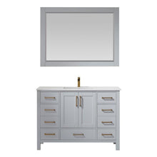 Load image into Gallery viewer, Vinnova Vanity Vinnova Shannon 48&quot; Single Vanity in Paris Grey and Composite Carrara White Stone Countertop With Mirror