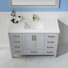 Load image into Gallery viewer, Vinnova Vanity Vinnova Shannon 48&quot; Single Vanity in Paris Grey and Composite Carrara White Stone Countertop With Mirror