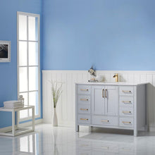 Load image into Gallery viewer, Vinnova Vanity Vinnova Shannon 48&quot; Single Vanity in Paris Grey and Composite Carrara White Stone Countertop Without Mirror