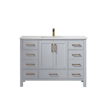 Load image into Gallery viewer, Vinnova Vanity Vinnova Shannon 48&quot; Single Vanity in Paris Grey and Composite Carrara White Stone Countertop Without Mirror