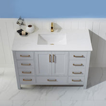 Load image into Gallery viewer, Vinnova Vanity Vinnova Shannon 48&quot; Single Vanity in Paris Grey and Composite Carrara White Stone Countertop Without Mirror