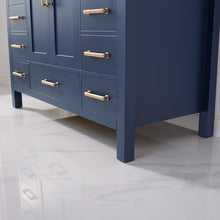Load image into Gallery viewer, Vinnova Vanity Vinnova Shannon 48&quot; Single Vanity in Royal Blue and Composite Carrara White Stone Countertop Without Mirror