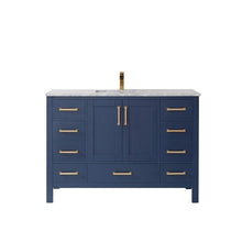 Load image into Gallery viewer, Vinnova Vanity Vinnova Shannon 48&quot; Single Vanity in Royal Blue and Composite Carrara White Stone Countertop Without Mirror