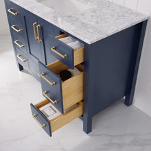 Load image into Gallery viewer, Vinnova Vanity Vinnova Shannon 48&quot; Single Vanity in Royal Blue and Composite Carrara White Stone Countertop Without Mirror