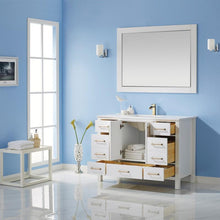 Load image into Gallery viewer, Vinnova Vanity Vinnova Shannon 48&quot; Single Vanity in White and Composite Carrara White Stone Countertop With Mirror
