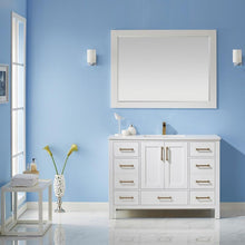 Load image into Gallery viewer, Vinnova Vanity Vinnova Shannon 48&quot; Single Vanity in White and Composite Carrara White Stone Countertop With Mirror