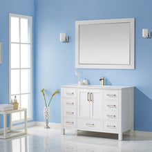 Load image into Gallery viewer, Vinnova Vanity Vinnova Shannon 48&quot; Single Vanity in White and Composite Carrara White Stone Countertop With Mirror