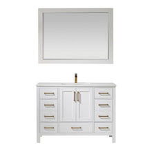 Load image into Gallery viewer, Vinnova Vanity Vinnova Shannon 48&quot; Single Vanity in White and Composite Carrara White Stone Countertop With Mirror