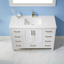 Load image into Gallery viewer, Vinnova Vanity Vinnova Shannon 48&quot; Single Vanity in White and Composite Carrara White Stone Countertop With Mirror