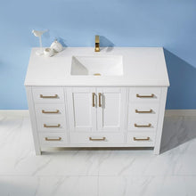 Load image into Gallery viewer, Vinnova Vanity Vinnova Shannon 48&quot; Single Vanity in White and Composite Carrara White Stone Countertop Without Mirror