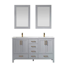 Load image into Gallery viewer, Vinnova Vanity Vinnova Shannon 60&quot; Double Vanity in Paris Grey and Composite Carrara White Stone Countertop With Mirror