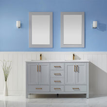 Load image into Gallery viewer, Vinnova Vanity Vinnova Shannon 60&quot; Double Vanity in Paris Grey and Composite Carrara White Stone Countertop With Mirror